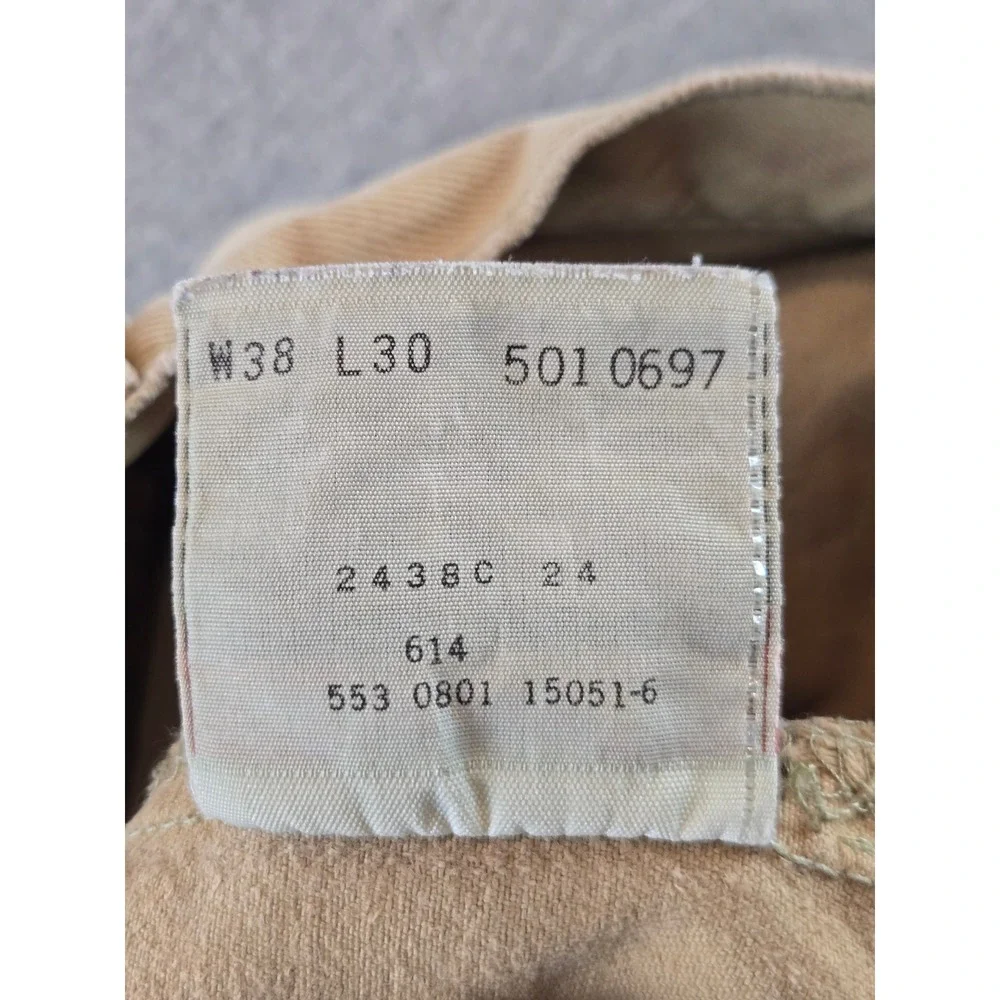 Vintage Levi's 501 Jeans Mens 38x30 Tan Straight Leg‎ Button Fly Made USA 01 Y2K